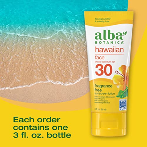 Alba Botanica Sunscreen - Broad Spectrum SPF 30, Water Resistant, Biodegradable - 3 fl oz