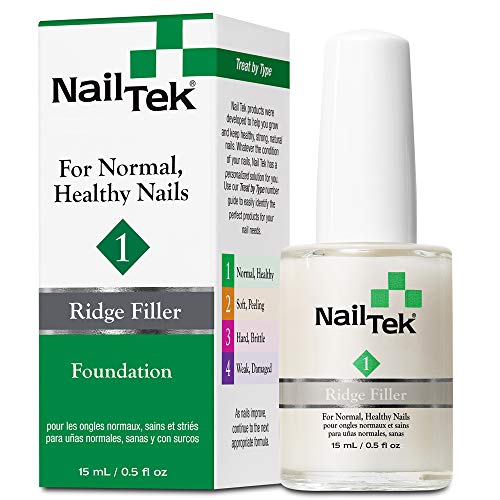 Nail Tek Foundation 1 - Strengthening Base Coat for Healthy Nails, Ridge Filling - 0.5 oz