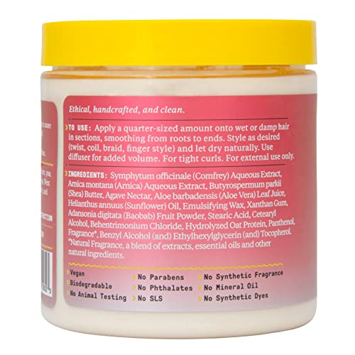 Alaffia Beautiful Curls Cream - Hydrating Shea Butter for Defined, Soft Curls - 8 Oz