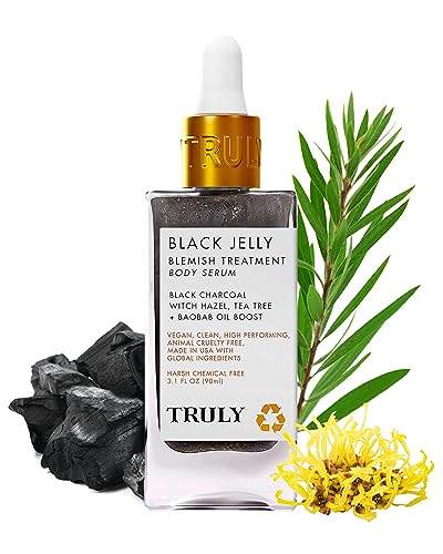 Truly Beauty Body Serum - Blemish Treatment with Charcoal & Witch Hazel, Vegan - 3.1oz