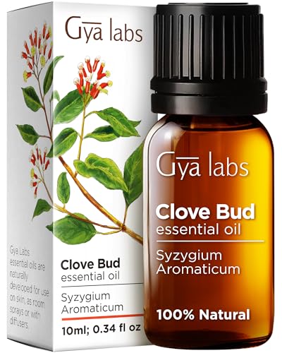 Gya Labs Clove Essential Oil - Natural Toothache Relief, Soothing for Skin & Hair - 0.34 Fl Oz