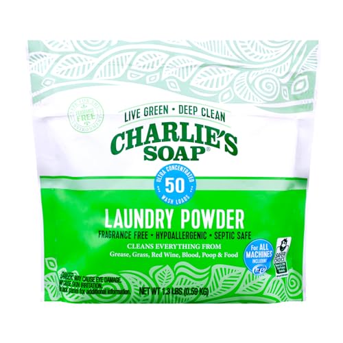 Charlie’s Soap Laundry Powder - Hypoallergenic Deep Clean, EPA Safer Choice Certified - 50 Loads