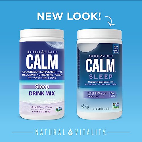 Natural Vitality Calm Sleep Supplement - Relaxing Magnesium & Melatonin Drink Mix, 16oz