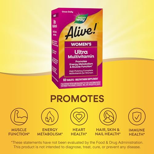 Nature's Way Alive! Women's Daily Ultra Multivitamin - Boosts Energy & Muscle Function - 60 Tablets