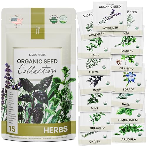 Organic Herb Seeds Variety Pack - 15 Culinary Herb Seeds, Non-GMO, USA Farm Fresh - 10,000+ Seeds