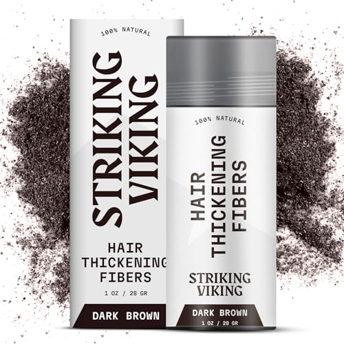 Striking Viking Hair Building Fibers - Naturally Derived, Flake-Free, Dark Brown - 28g