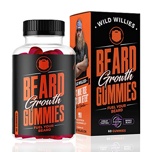 Wild Willies Beard Growth Gummies - Promotes Thicker Beard with Biotin & 19 Vitamins - 60 Count