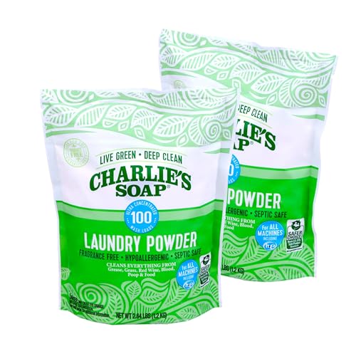 Charlie's Soap Laundry Powder - Hypoallergenic Deep Cleaning, EPA Safer Choice Certified - 100 Loads