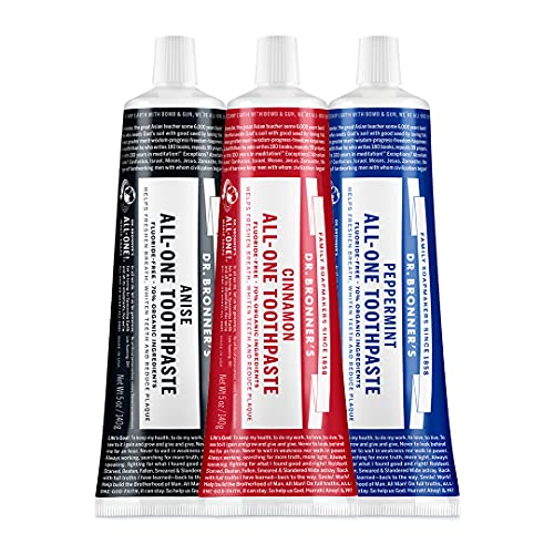 Dr. Bronner’s Toothpaste Variety Pack - 70% Organic, Fluoride-Free, 3 Scents - 5oz Each