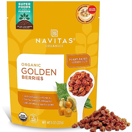 Navitas Organics Goldenberries - Nutrient-Rich Superfood, Organic & Non-GMO - 8 oz Bag