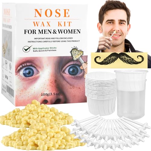 CoFashion Nose Wax Removal Kit - Painless Hair Removal, 100g Wax, 30 Applicators, Easy Use