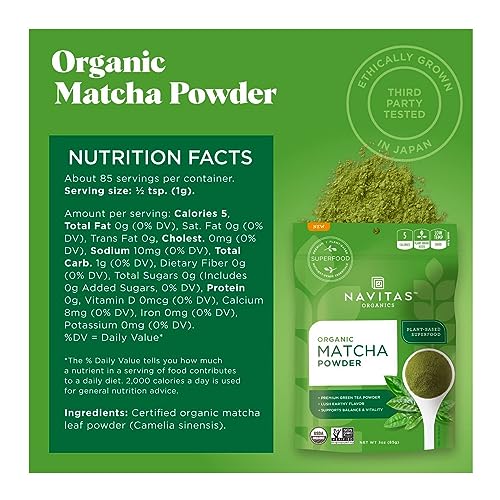 Navitas Organics Matcha Green Tea Powder - Promotes Relaxation & Reduces Inflammation - 3oz