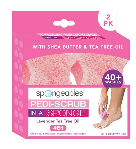 Spongeables Foot Scrub - Exfoliating & Hydrating Lavender Spa Experience - 20+ Wash Sponges