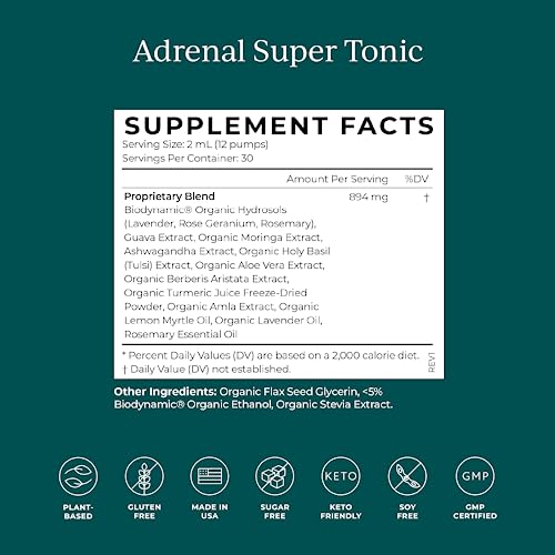 CYMBIOTIKA Adrenal Super Tonic - Immune Support & Relaxation with Ashwagandha, Vegan, 2 fl oz