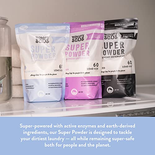 Molly's Suds Super Powder Detergent - Stain Fighting, Sensitive Skin, Earth-Derived - 60 Loads