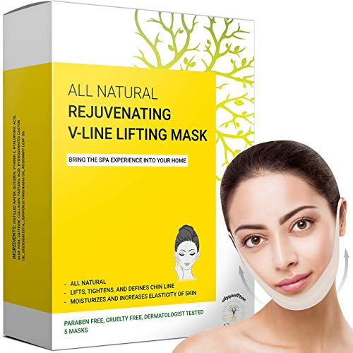 V Line Lifting Face Mask - Lifts & Tightens Jawline, Vegan Ingredients - 5 Masks