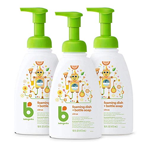 Babyganics Dish Soap - Plant-Derived Cleaning, Citrus Scent, Non-Irritating - 16 Fl Oz (Pack of 3)