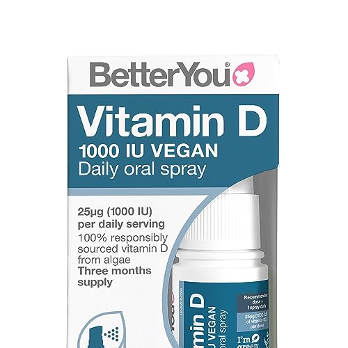 BetterYou D1000 Vegan Vitamin D Oral Spray - Supports Strong Bones & Immune Health - 100 Doses