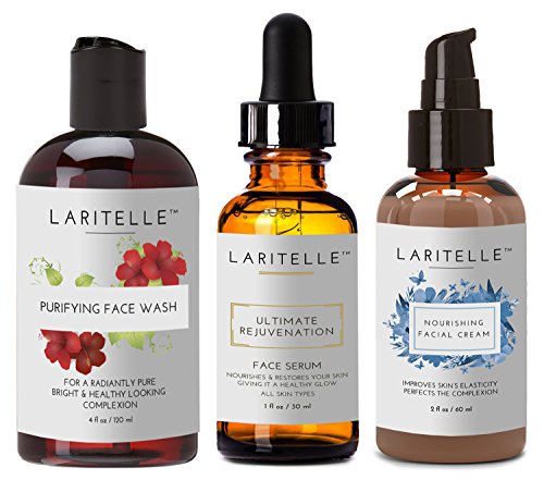 Laritelle Organic Facial Care Set - Revitalizing & Moisturizing, Non-Toxic Ingredients - 7oz Total