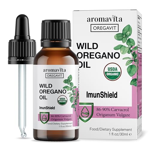 AROMAVITA ImunShield Wild Greek Oregano Oil - 86-90% Carvacrol, Organic, Non-GMO - 1 fl. oz.