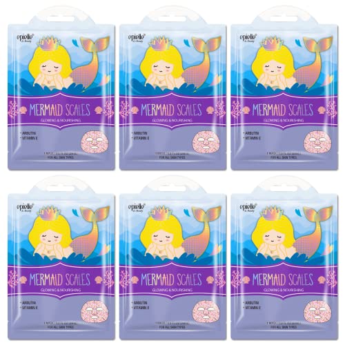 Epielle Face Masks - Hydrating Mermaid Scales, Vegan & Cruelty-Free - 6 Pack