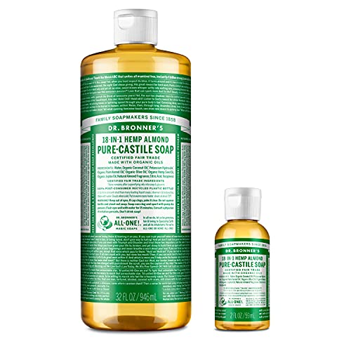 Dr. Bronner's Body Soap - Organic & Fair Trade, Plant-Based Ingredients - 32oz & 2oz Bottles