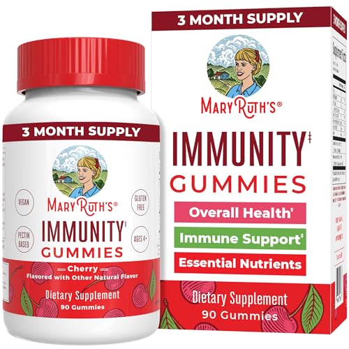 Mary Ruth's Immune Defense Gummies - Vitamin C, Elderberry & Zinc, Vegan - 90 Count Cherry