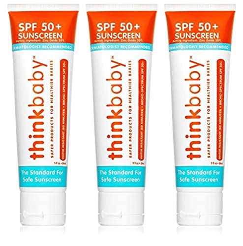 Thinkbaby Sunscreen SPF 50 - Award-Winning, Biodegradable, Non-Nano Zinc - 3oz (Pack of 3)