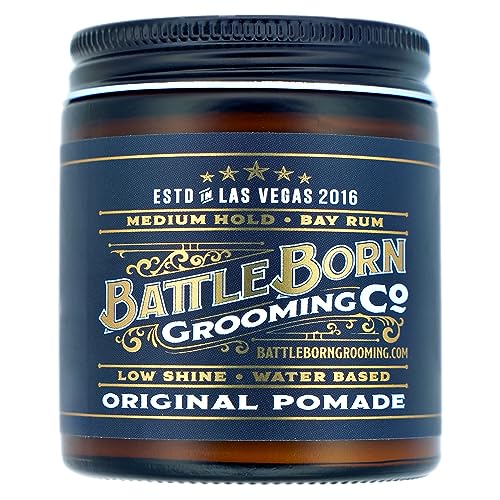 Battle Born Grooming Co Original Hair Pomade - Medium Hold, Bay Rum, Natural Ingredients - 4 oz