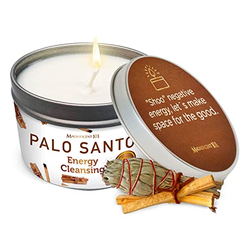 Magnificent 101 Palo Santo Candle - Energy Cleansing & Aromatherapy - 6oz Natural Soy Wax