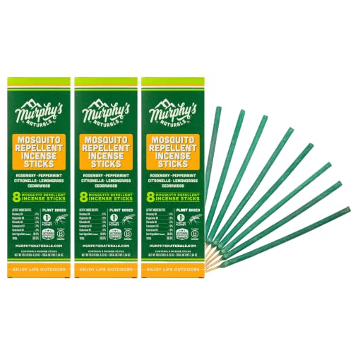 Murphy’s Naturals Mosquito Repellent Incense Sticks - Plant-Based Protection, 8 Sticks/Pack