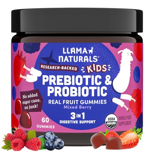 Llama Naturals Kids Multivitamin + Probiotic Gummies - Real Fruit, No Added Sugar - 30 Day Supply