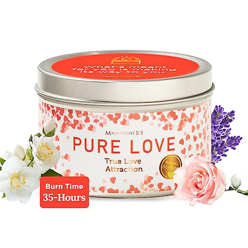 PURE LOVE Candle - Romance & Purification with Sage Rose Lavender, Natural Soy Wax - 6oz