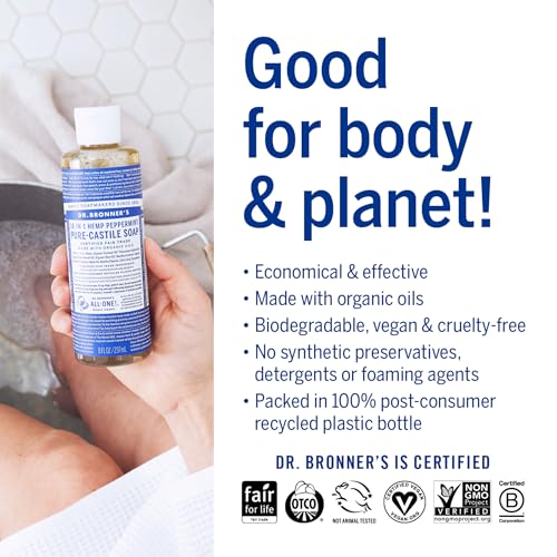 Dr. Bronner's Body Soap Gift Set - Organic Oils, Vegan & Cruelty-Free - 4 Piece Variety Pack