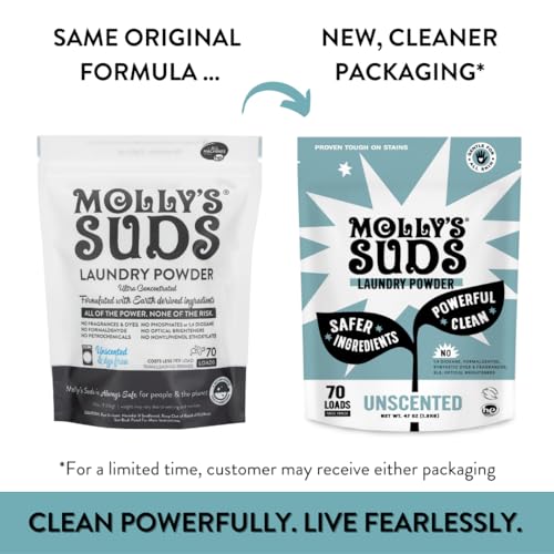 Molly's Suds Concentrated Laundry Detergent - Gentle Clean for Sensitive Skin, 70 Loads, Unscented