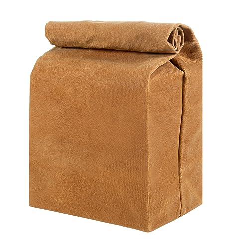 The Original Waxed Canvas Lunch Bag - Handmade, Plastic-Free, GOTS Certified, Large, Brown