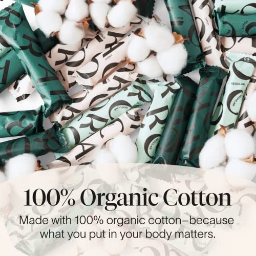 Cora Organic Tampons - 100% Cotton, Leak Protection, BPA-Free Applicator - 36 Count (18R/18S)