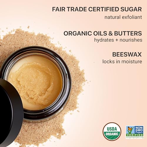 Beauty by Earth Organic Lip Scrub - Exfoliates & Moisturizes for Soft, Smooth Lips - Vanilla