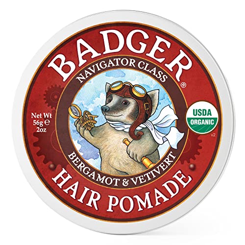 Badger Hair Pomade - Medium Hold with Shine, Certified Organic, Essential Oils - 2oz