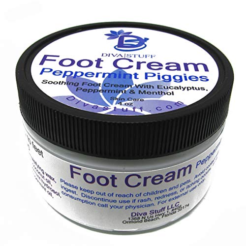 Diva Stuff Foot Cream - Soothing Relief for Dry Skin, Energizing Eucalyptus & Peppermint - 4oz