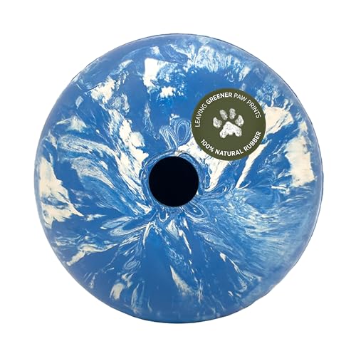 HEVEA Planet Ball Dog Toy - Durable Natural Rubber Fetch & Treat Ball, Blue - 2-in-1 Design