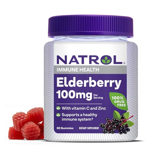 Natrol Elderberry Immune Defense Gummies - 100mg, Vegan, Non-GMO, Berry Flavor - 60 Count