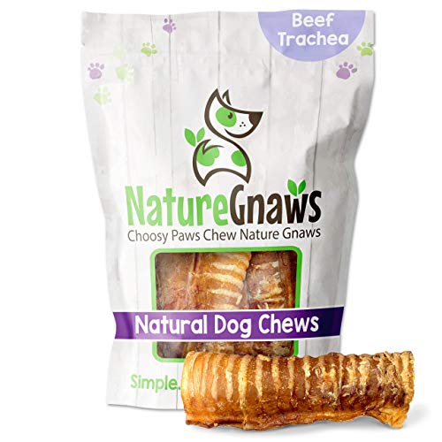 Nature Gnaws Beef Trachea Chews - Rawhide-Free, Grain-Free, Natural Dental Treats - 6" (6 Count)