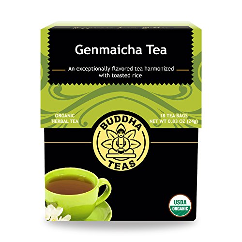 Buddha Teas Organic Genmaicha Green Tea - Antioxidant-Rich, Nutty Flavor - 18 Tea Bags