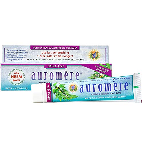 Auromere Ayurvedic Toothpaste - Herbal Formula with Neem & Peelu, Vegan, Non-GMO - 4.16oz