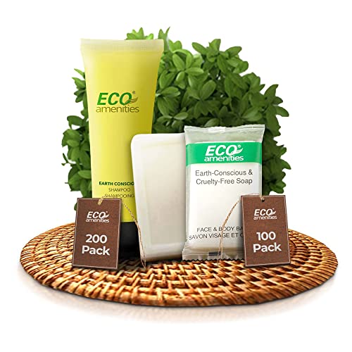 ECO Amenities Travel Size Toiletries - Natural Green Tea Scent, Biodegradable Packaging - 100 Bars