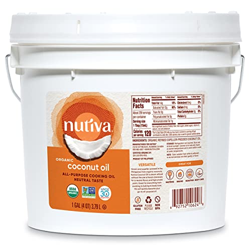 Nutiva Organic Coconut Oil - Pure, Nutrient-Rich Cooking Oil, Non-GMO, 128 Fl Oz