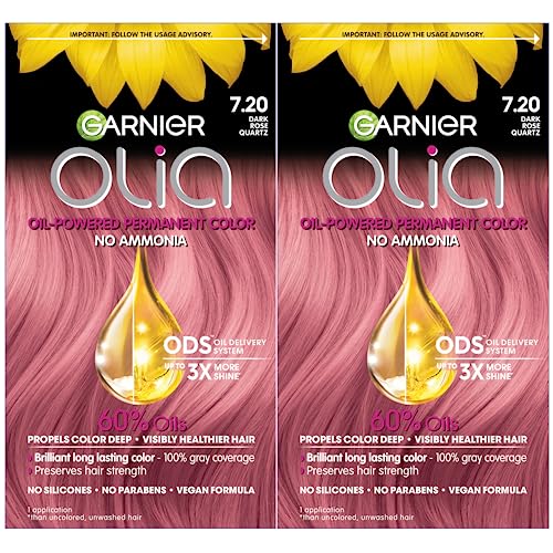 Garnier Olia Hair Dye - Ammonia-Free, 100% Gray Coverage, Oil-Rich Formula - 7.20 Dark Rose Quartz