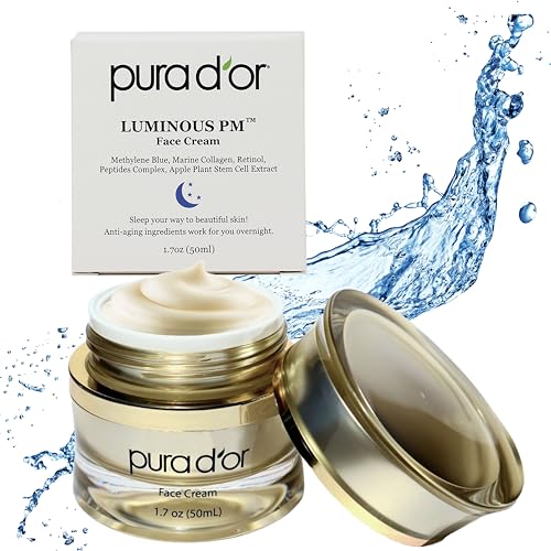 PURA D'OR Luminous PM Face Cream - Hydrating Night Moisturizer with Antioxidants & Peptides - 1.7oz