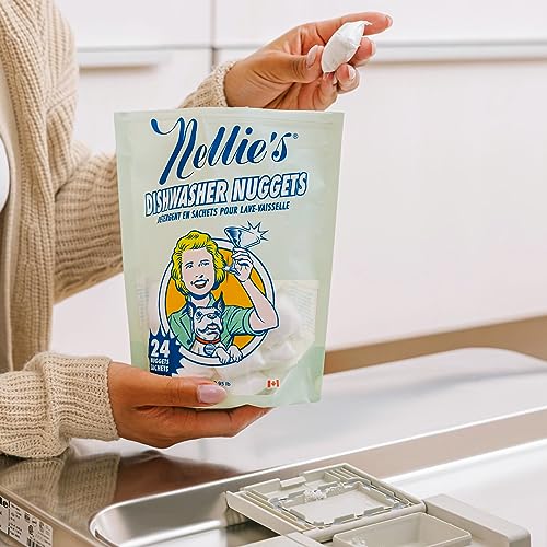 Nellie's Dishwasher Nuggets - Plant-Based, Residue-Free Cleaning Power - 24 Pack